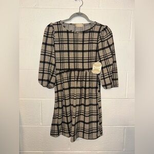 Altar'd State Plaid Dress in Black and Tan